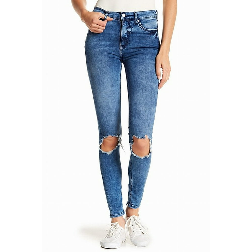 Free People - Turquoise Womens Ripped Stretch Skinny Jeans 26 - Walmart ...
