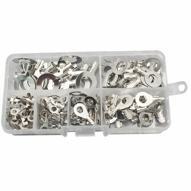 WHAMVOX 1 Box of 150pcs Assorted Wire Lugs Brass Non Insulated for Electrical Wiring Stable Connection for Automobiles
