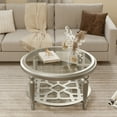 thumbnail image 6 of COSIEST Home Modern Round Champagne Glass Coffee Table with Shelf for Livingroom, 6 of 7