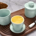 thumbnail image 5 of Butter Crock with Spreader, French Butter Keeper with Water Line for Counter, The Original Porcelain Butter Dish. Gift for Thanksgiving, Christmas and Mother’s Da,S.(Color: Blue), 5 of 6