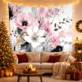 thumbnail image 3 of Abstract Floral Arrangement Against Dynamic Painterly Strokes, Energetic Abstract for Art Lovers, Modern Botanical Wall Decor, Housewarming Gift, Tapestry Wall Hanging for Bedroom and Living Room, 3 of 7