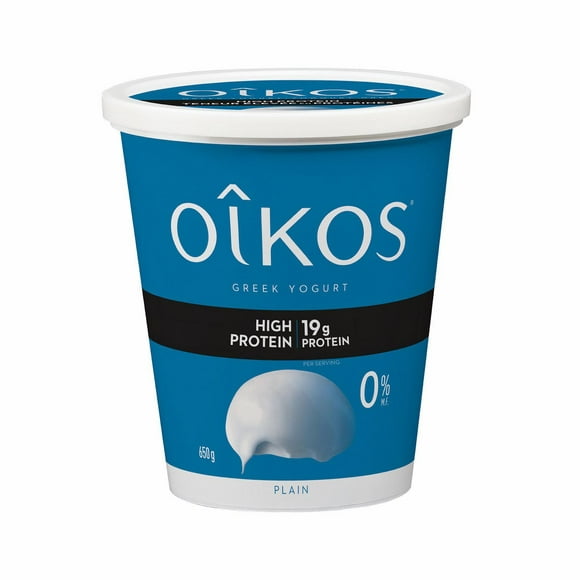 Oikos Fat Free Greek Yogurt, High Protein, Plain, 0% M.F., 650g Greek Yogurt Tub
