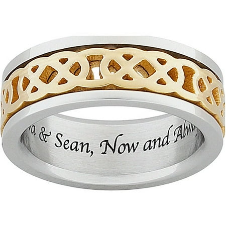 Personalized Celtic Knot Spinner Wedding Band in Titanium