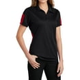thumbnail image 4 of Mafoose Women's Active Textured Colorblock Polo T-Shirt Black/ True Red 4X-Large, 4 of 5