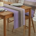 thumbnail image 2 of Spring Farmhouse Cotton Linen Table Runner Retro Rustic Barn Wood Texture Ombre Lavender Purple Brown Non-Slip Rectangle Party Table Decorations for Kitchen,Home,Dining,Outdoor,13X72 Inches Long, 2 of 5