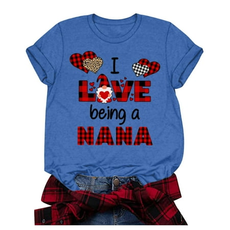 

Womens Tops Clearance Maternity Blouses Plus Size Short Sleeve 3D Love Printed O-Neck Tops Tee T-Shirt Blouse Maternity Blouses Blue S