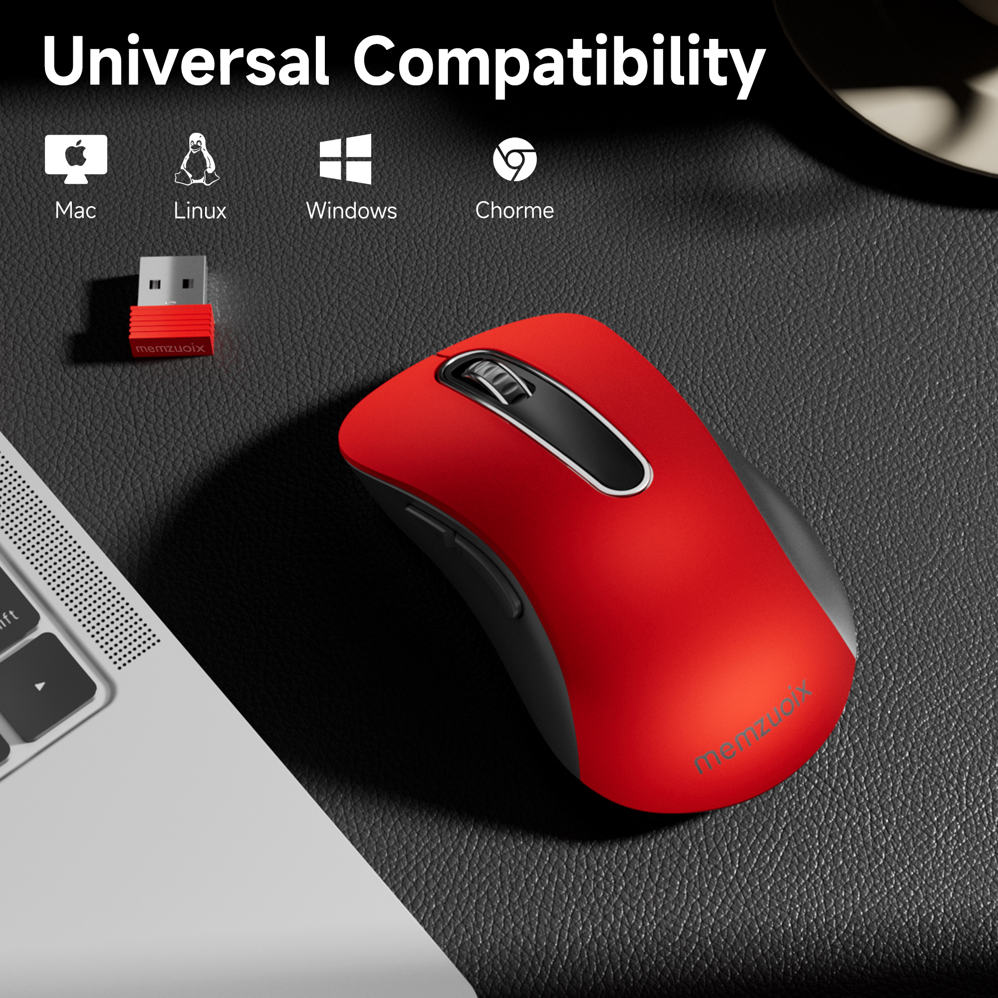 HALOKIN Wireless Mouse, 2.4GHz, 1400 DPI, Red photo 7