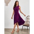 thumbnail image 3 of Elegant stylish sleeveless solid color A-line pleated dress, 3 of 5