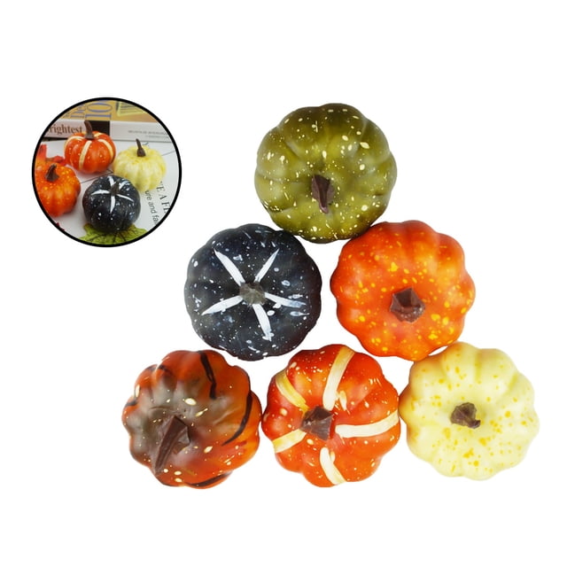 Toystoory 6 unids/set simulación calabaza otoño Mini calabaza conjunto Halloween calabaza Acción de Gracias decoración calabaza Halloween decoración Kits de decoración para fiestas Toystoory HA000956-00B