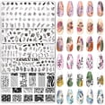 thumbnail image 1 of Set de estampado de láminas para uñas, 6 unidades, diseño de hojas florales de primavera de Whaline, 1 of 7