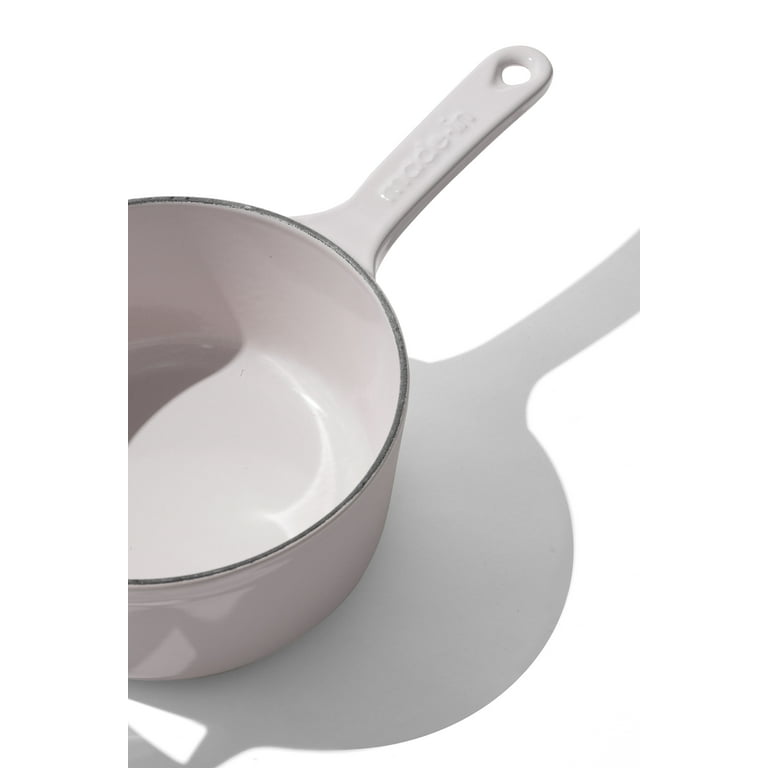 Enameled Cast Iron 9 1/2 Covered Sauce Pan - White