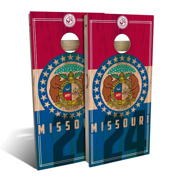 Skip's Garage | Missouri State Flag 2.0 Cornhole Board Set | Includes Boards & Bags | Choose Your Size & Accessories