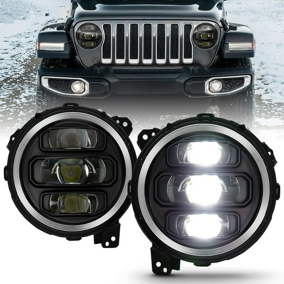 ANZO USA 111466 LED Projector Headlights Fits select: 2018-2019,2021 JEEP WRANGLER UNLIMITED