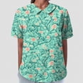 thumbnail image 2 of TOWMUS Womens Summer Blouses Women's Summer Lapel Print Cotton and Linen Top Shirts for Women Linen Floral Blouse Mint Green, 2 of 5