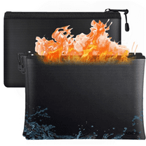 Fireproof Waterproof Document Bag,2PCS Water Resistant Fire Proof Money Bag, Heat Insulated Storage with Zipper, Portable Files Safe Pouch for Cash Passport