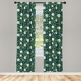 thumbnail image 2 of Ambesonne Daisy 4-Panel Curtains, Natural Style Ornament, 56"x63", Petrol Blue White, 2 of 4