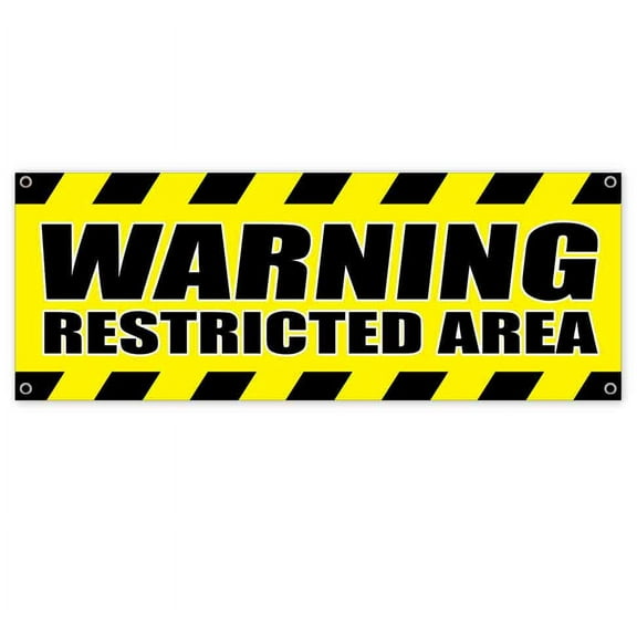 Warning Restricted Area 13 oz Vinyl Banner With Metal Grommets