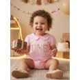 thumbnail image 5 of BemeyourBBs Infant Baby Girls First Birthday Outfit 1st Years Old Birthday Clothes Bubble Romper Cute Floral Letters Embroidery Short Sleeve Summer Jumpsuit Bodysuit Playsuit, 5 of 9