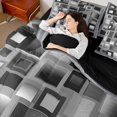 thumbnail image 4 of Homewish Classic Geometric Checkered 7-Piece Bedding Comforter Set,Modern Abstract Buffalo King Bedding Sets,Gray Black Bed Sheets For Adults,Breathable Home Decor Reversible, 4 of 8