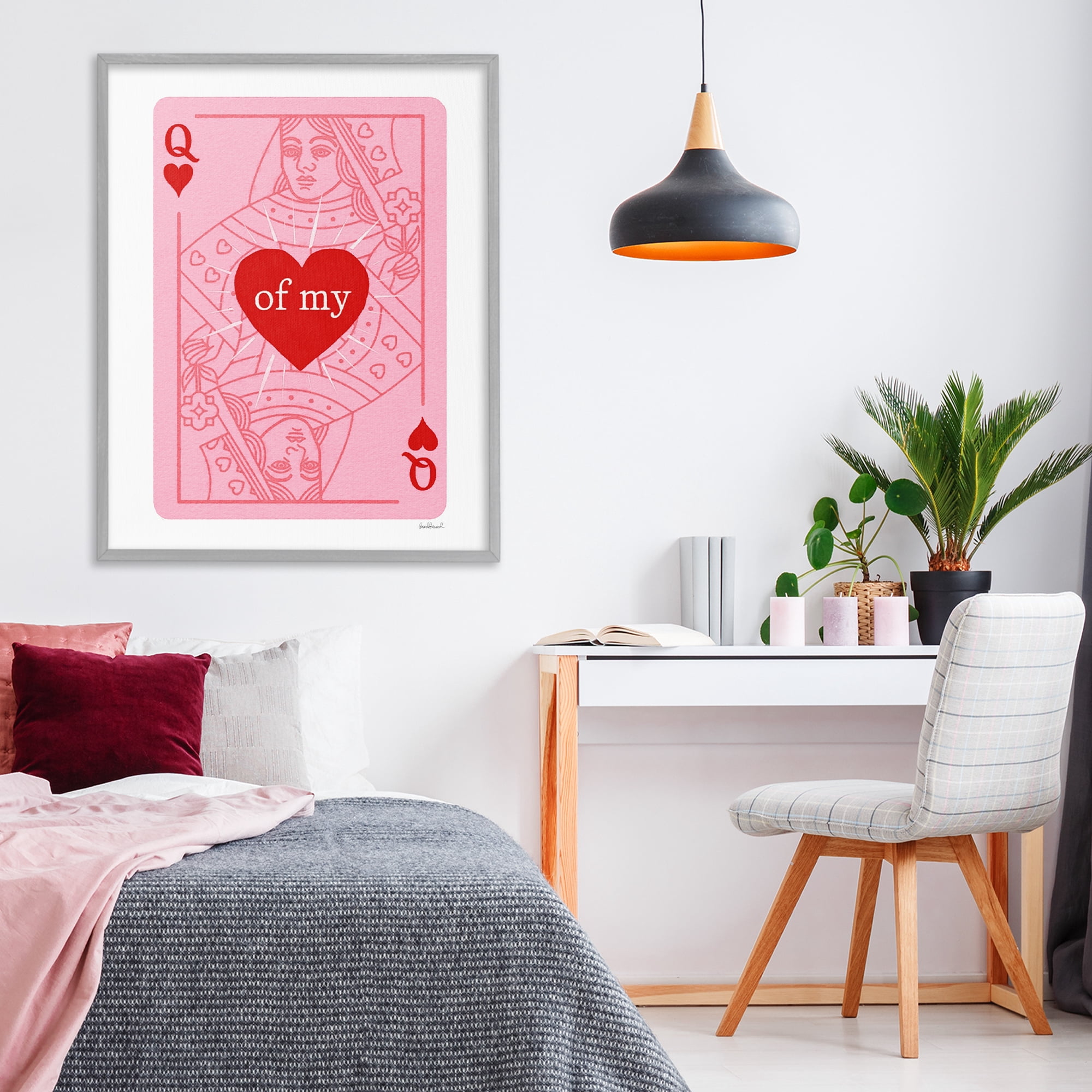 Queen Of My Heart Gray Framed Giclee Art, design by Amanda Greenwood