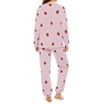 thumbnail image 2 of MEICHEN Pajamas for Women Set Winter Coral Fleece Set Cute Strawberry Print Thick Warm Flannel Loungewear Cozy 2 Piece Set for Cold Nights Summer Fashion Sleepwear, 2 of 5