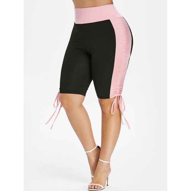 Más el tamaño de Contraste de ajuste Cinched Pantalones cortos Rosegal Pantalones cortos de talla grande