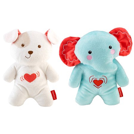 Super Soft Plush Fisher-Price Calming Vibrations Blue Elephant Cuddle Soother and Fisher-Price Calming Vibrations White Snugapuppy Cuddle Soother