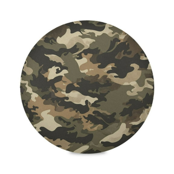 WOBOGO Brown Camouflage Round Placemats Set of 1 Heat Resistant Washable Kitchen Table Decorations 15.4in