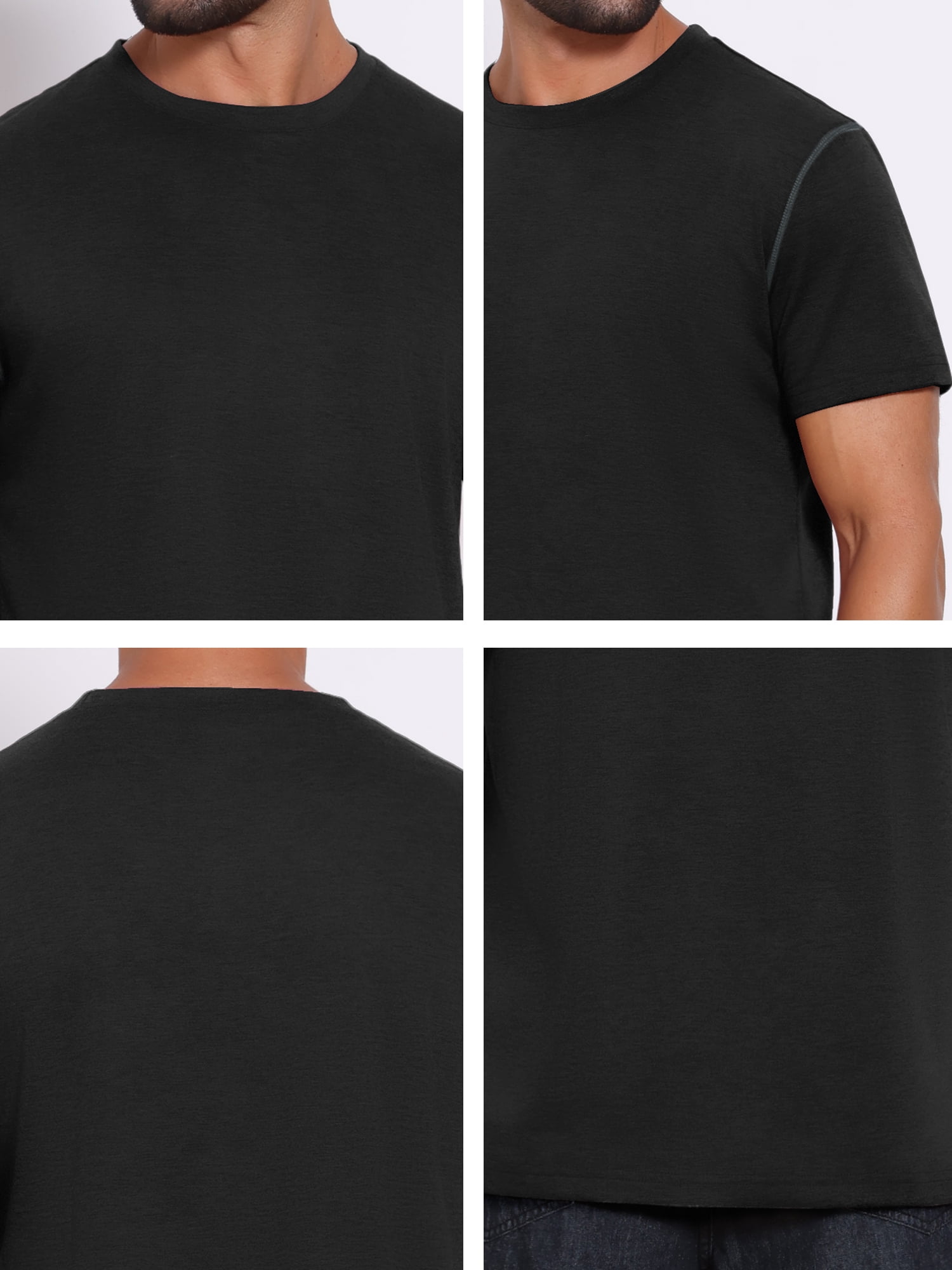 DARING DIVA Men's Crew Neck Short Sleeve Solid Color Retro Style T-Shirt M Black