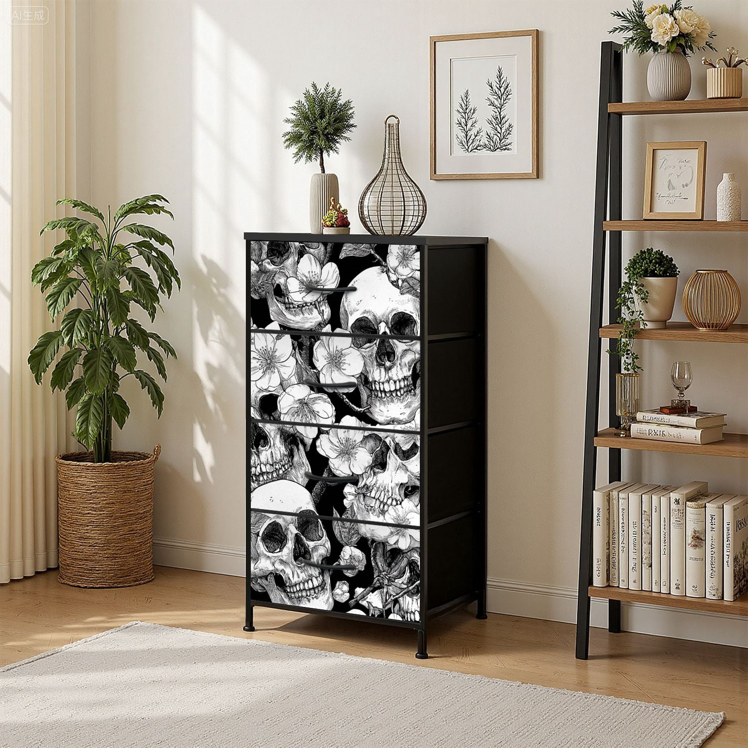 4 Drawer Vertical Storage Dresser Exotic hawaiian tropical