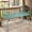 Blue, variant on HLR Farmhouse Outdoor Bench with Rose Pattern, 41.7'' Metal Frame Patio Garden Chair Cast Iron, Black