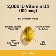 NatureWise Vitamin D3 2000iu + Organic Olive Oil 30 Mini Softgels [30-Day Supply]