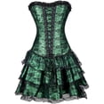 thumbnail image 2 of LEKODE Steampunk Corset Skirt Renaissance Corset Dress Gothic Overbust Corset and Skirt Set Gothic Steampunk Skirt Womens Pirate Skirt Steam Punk Corset Renaissance Skirt Plus Size Green L, 2 of 5