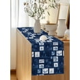 thumbnail image 5 of Tropical Beach Table Runner, Summer Coconut Tree Anchor Boat Blue White Plaid Cotton Linen Kitchen Table Decoration Washable Dining Tabletop Runners for Home Party Decor 14x72 Inches, 5 of 9