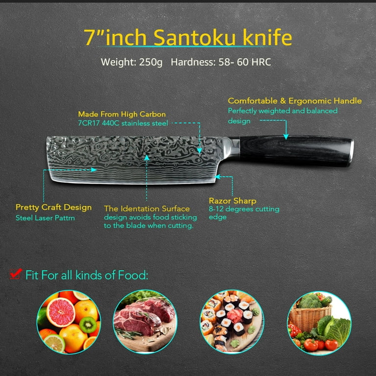Kitchen Knife 7cr17 Sharp High Carbon Stainless Steel Laser