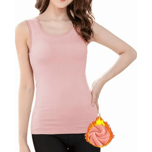 Womens Cotton Thermal Fleece Lined Underwear Tops Cami Tank Top Warm Base Layer Vest