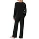 thumbnail image 3 of INSPIRAR CHIC Conjuntos de Pijamas de Punto Acanalado para Mujeres de 2 Piezas con Top de Manga Larga y Pantalones Ropa de Dormir Pjs Ropa de Estar en Casa L Negro, 3 of 5
