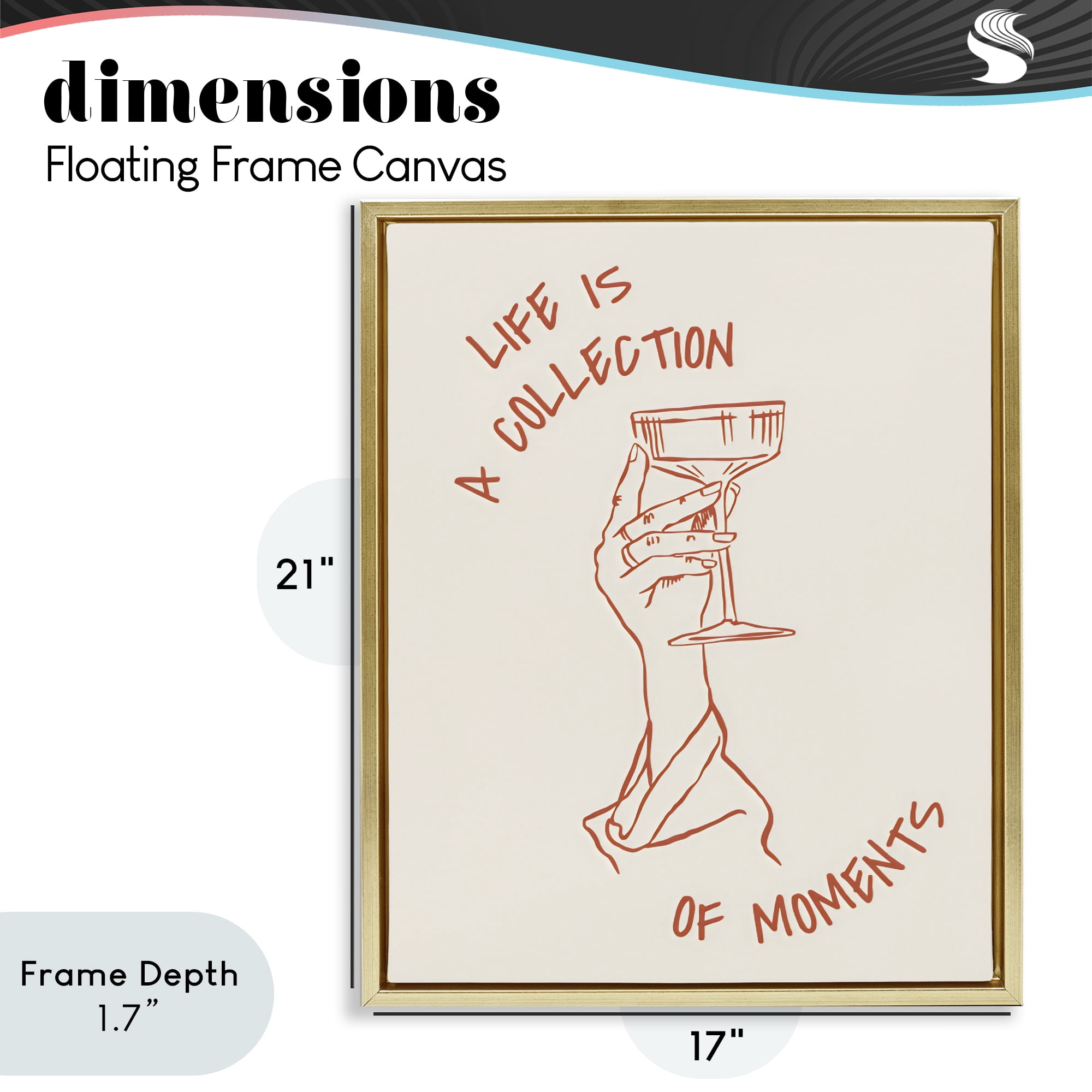 Stupell Industries Life Is A Collection of Moments Toast Gold Framed Floater Canvas Wall Art, design by The Prints Vibe