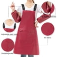 thumbnail image 4 of Aprons for Men Women with Large Pockets, Waterproof Rubber Vinyl Apron Chef Apron Black Adjustable Work Apron for Dishwashing Kitchen Cooking Drawing, 4 of 5