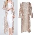 thumbnail image 3 of Yunhgft Women's Club Cardigan Sequin Jacket Long Sleeve Open Front Elegant Jacket Coat Golden, 3 of 9