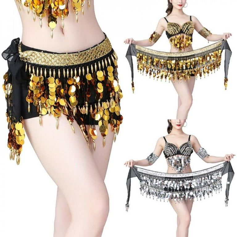 Belly Dance Belt Colorful Waist Chain Belly Dance Hip Scarf Belt Tassel  Sequins Belly Dance Costume Ladies Stage Costume 