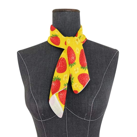 Square Scarf 24x24 Inch Red Strawberry Flower Design Silky Satin Sun Protection Neck Scarf for Women Multi-Purpose Head Wrap Bandana for Hair Bag Decoration