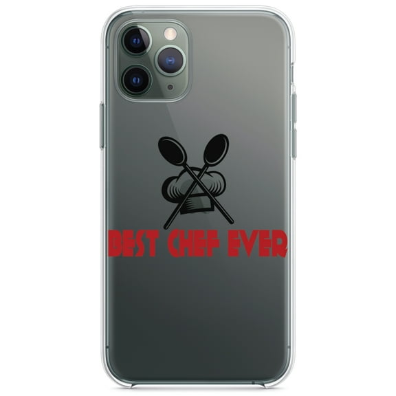 DistinctInk Clear Shockproof Hybrid Case for iPhone 13 (6.1" Screen) - TPU Bumper Acrylic Back Tempered Glass Screen Protector - Best Chef Ever