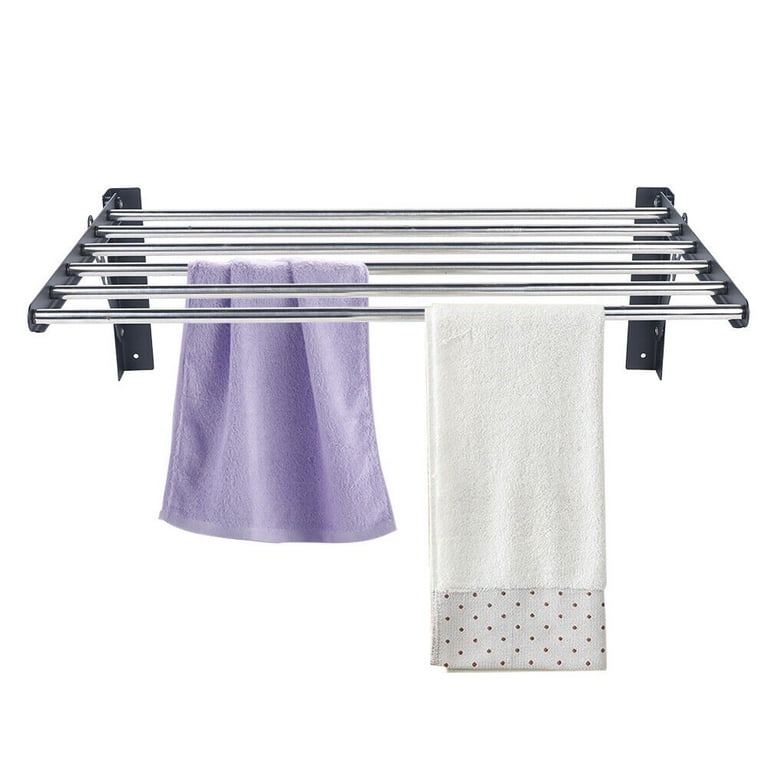 FETCOI 60cm Heavy Duty Garment Drying Rack Wall mount Steel Laundry Towel Hanger