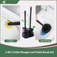 thumbnail image 3 of Disposable Toilet Brush and Plunger Combo | 2-in-1 Toilet Bowl Wand Kit - 10 Count Pre-Soaked Refill Heads, 3-Step Plunger, Storage Holder - Compact Toilet Cleaning System, Black, 3 of 6
