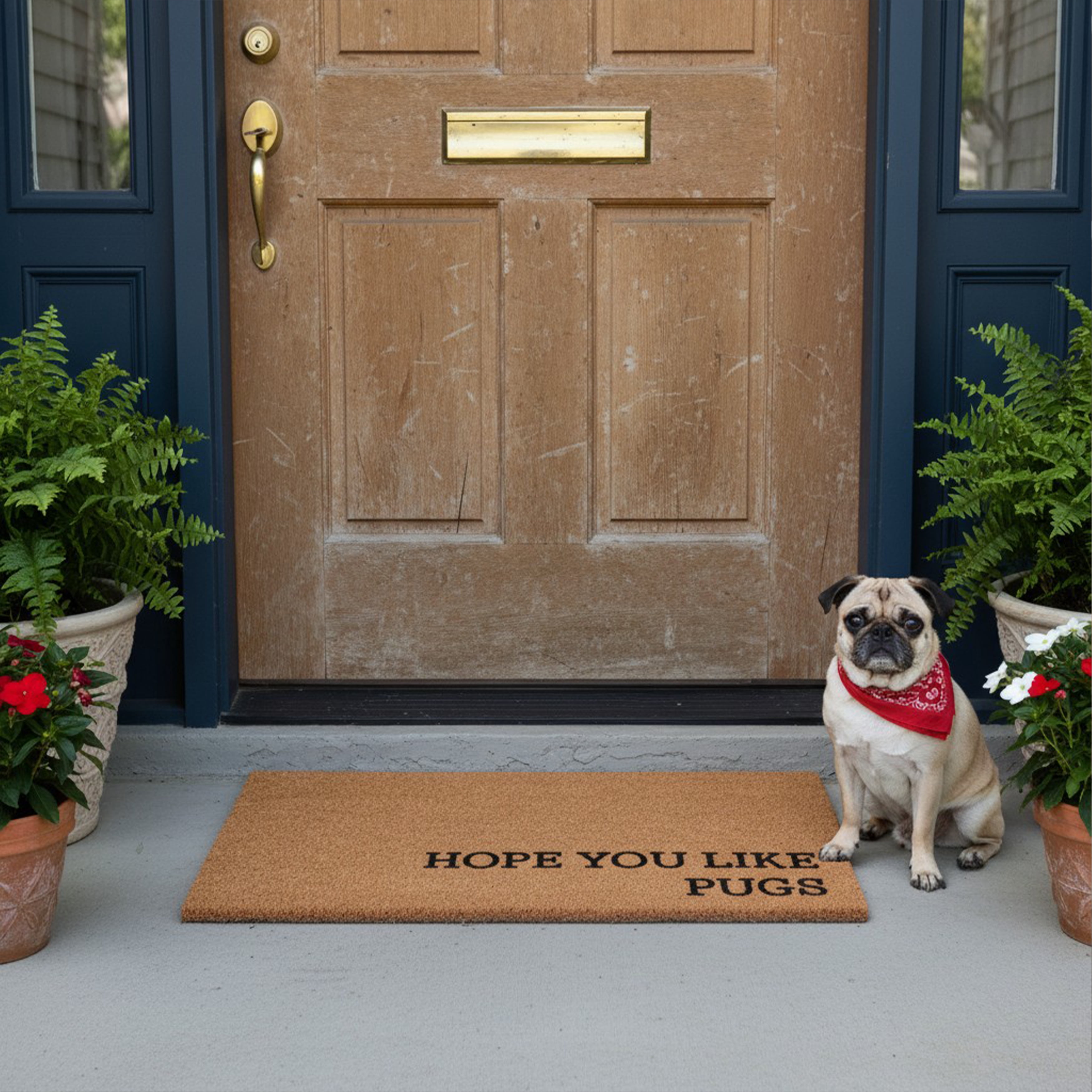 Hope You Like Pugs Non Slip Vinyl Backing, Front Door Mat, Entryway Door Mat, 24"x36"
