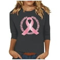 thumbnail image 2 of Alkepwun Womens Breast Cancer Awareness T Shirts Pink Ribbon Support T-Shirt Breast Cancer Shirt Inspirational Tees 3/4 Sleeve Tops, 2 of 4