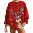 thumbnail image 3 of Bellella Sweat-Shirt de Noël pour Femmes Imprimé Élan Pull Col Rond Xmas Sweat-Shirts Décontractés Manches Longues Automne Rouge L, 3 of 3