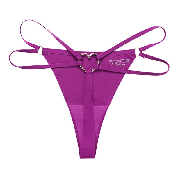 Gibobby Pantys para Mujer Tanga sin costuras para mujer, anillo de Metal, Pure Desire, Sexy, para chica, pantalones, talla grande, algodón , , ropa interior transpirable(Morado, S)