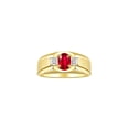 thumbnail image 1 of RYLOS Men's Rings 14K Yellow Gold Classic 7X5MM Oval Gemstone & Diamond Designer Ring Ruby July Birthstone Rings For Men, Gold Rings Size 10, 1 of 7